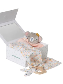 Baby Geschenk-Set: Wickeltuch, Schmusetuch & Greifling