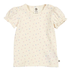 T-Shirt mit Puffärmel Blumen Rippqualität