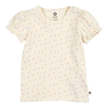 T-Shirt mit Puffärmel Blumen Rippqualität