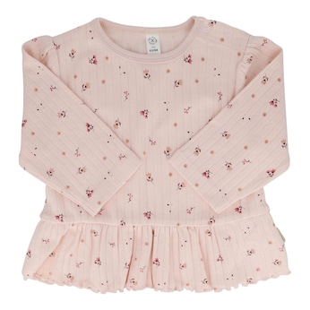 Shirt langarm Blumen Rüschen Rippqualität