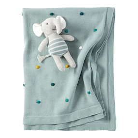 Babydecken-Set mit Greifling Elefant 80x100 cm