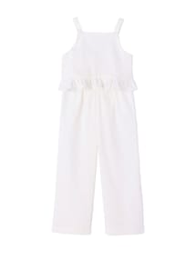 Set aus Baumwoll-Leinen-Mix: Hose & Top mit Rüschen, Mädchen