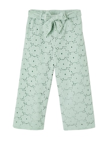 Flare-Hose Mädchen mit Lochstickerei und Stoffgürtel