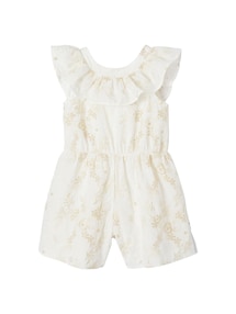 Festlicher kurzer Mädchen Jumpsuit mit gestickten Glanzblumen