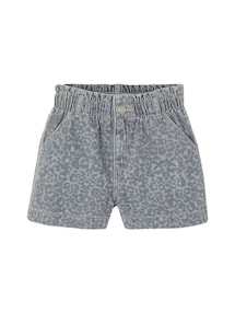 Jeansshorts mit Print Mädchen, Bundweite verstellbar