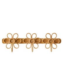 Wandgarderobe aus Rattan mit 3 Blumen-Kleiderhaken, Kinderzimmer