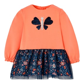 Kleid langarm Pailletten-Schmetterling Blumen 