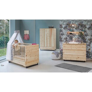 3-tlg. Babyzimmer Zirbenholz mit 3-türigem Kleiderschrank