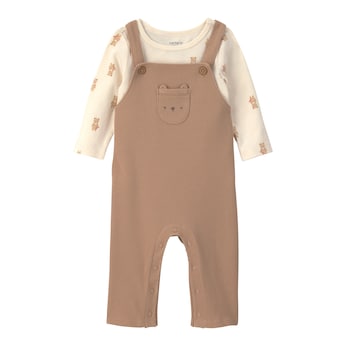 2-tlg. Set Shirt langarm und Latzhose Bären Rippqualität