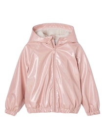 Glitzernde Übergangsjacke mit Teddyfleecefutter Mädchen