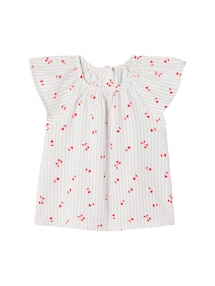 Baby Bluse mit kurzen Ärmeln, Streifen und Kirschen