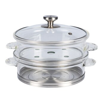 Glazen pan met stoominzet, 2,5 l