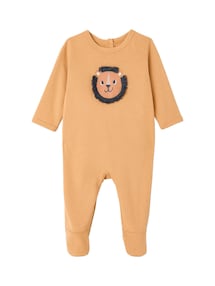 Baby Strampler LÖWE mit Rückenöffnung, Bio-Baumwolle