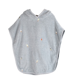 Badeponcho mit Stickmuster GOTS - Pearl Blue