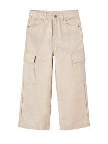 Weite Mädchen Cargohose mit Glanzeffekt