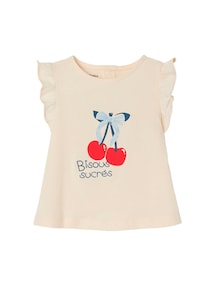 T-Shirt Mädchen Baby mit Druckknöpfen hinten, Bio-Baumwolle
