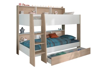 Etagenbett mit Bettschubkasten "Shelter 12" Jackson-Eiche - Weiß