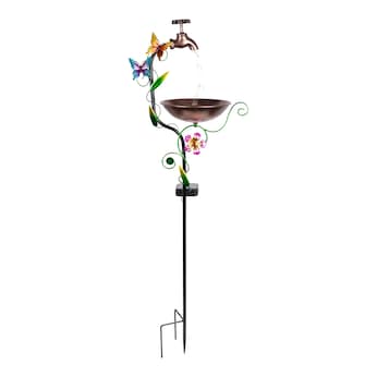 Solar-LED-Gartenstecker & Vogeltränke „Wasserhahn"