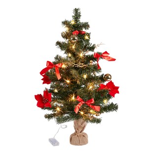 Künstlicher Weihnachtsbaum mit LED-Beleuchtung, geschmückt, 75 cm