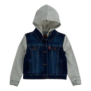 Jeansjacke mit Sweatärmel und Kapuze