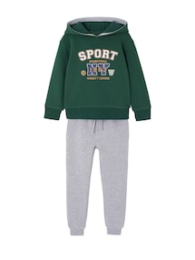 Jungen Sport-Set: bedrucktes Kapuzensweatshirt & Jogginghose mit Recycling-Polyester