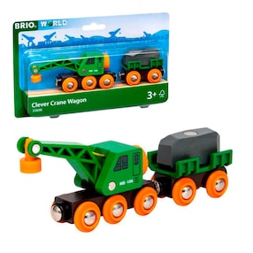 Grüner Kranwagen mit Anhänger und Fracht