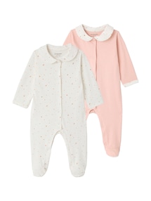 2er-Pack Baby Schlafanzüge mit Bubikragen, Bio-Baumwolle