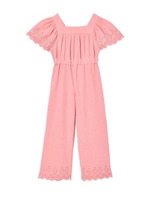 Mädchen Jumpsuit aus Musselin mit Stickerei