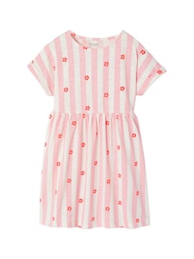 Gestreiftes Jersey-Kleid mit kurzen Ärmeln Mädchen