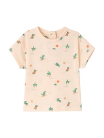Baby T-Shirt Krokodil auf dem Surfbrett, Bio-Baumwolle
