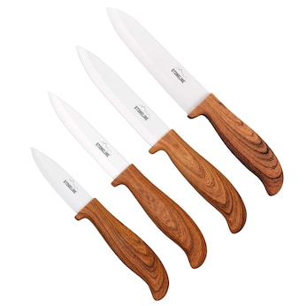 STONELINE Keramik Messer-Set 4-teilig | Holzoptik