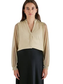 Umstandsbluse aus Tüll und Metallic-Garn