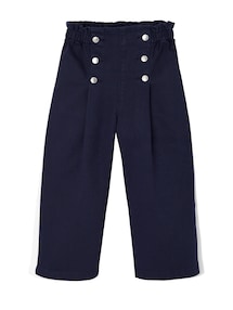 Weite Mädchen Hose mit Zierknöpfen, Matrosen-Look, Bundweite verstellbar