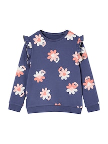 Mädchen Sweatshirt mit Volants und Prints