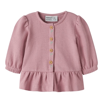 Sweatjacke mit Schößchen Blumenknöpfe