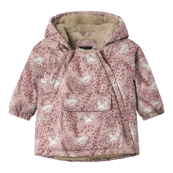 Winterjacke mit Kapuze Plüschfutter Schwäne