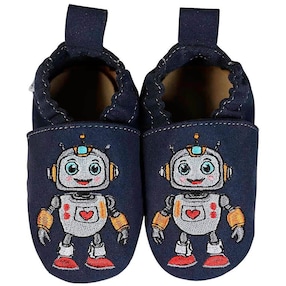 Kinderschuhe RecyStep Roboter Herz blau