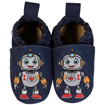 Kinderschuhe RecyStep Roboter Herz blau