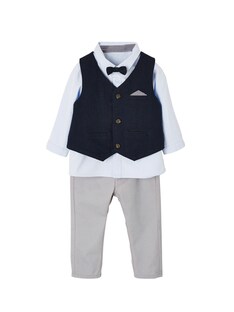 Festliches Jungen Baby-Set: Hemd, Hose, Weste & Fliege Oeko-Tex