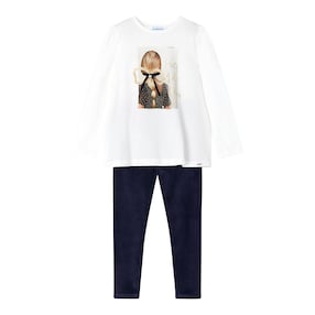 2-tlg. Set Shirt langarm und Samt-Leggings Mädchen
