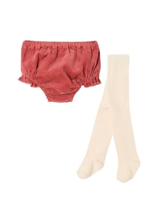 Mädchen Baby-Set: Shorts aus Cord & Strumpfhose