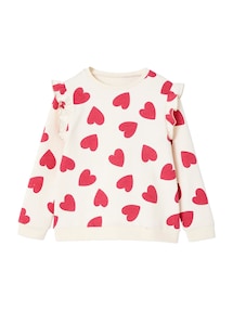 Mädchen Sweatshirt mit Volants und Prints