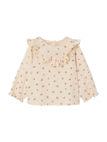 Baby Blusenshirt mit Blumenprint und Volants, Bio-Baumwolle
