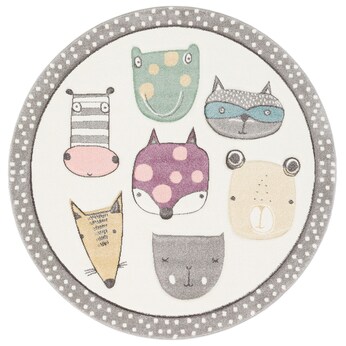 Kinder Teppich Maui Kids Happy Animals Bunt Rund