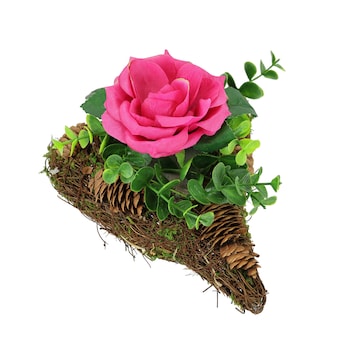 Grabgesteck "Rose mit Tannenzapfen"