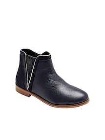 Mädchen Leder-Boots mit Reißverschluss und Gummizug