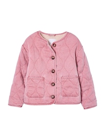 Steppjacke mit Teddyfleece-Futter & Wellensteppung Mädchen, Übergangsjacke
