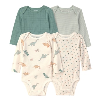 4er-Pack Bodys langarm Dinos Ringel