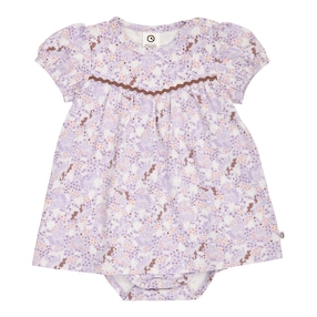 Bodykleid kurzarm Puffärmel Einhörner Blumen 