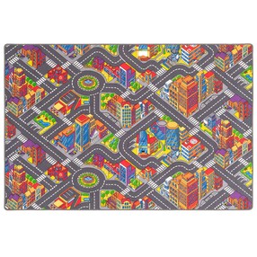 Kinder Spiel Teppich Straßenteppich 3D Big City